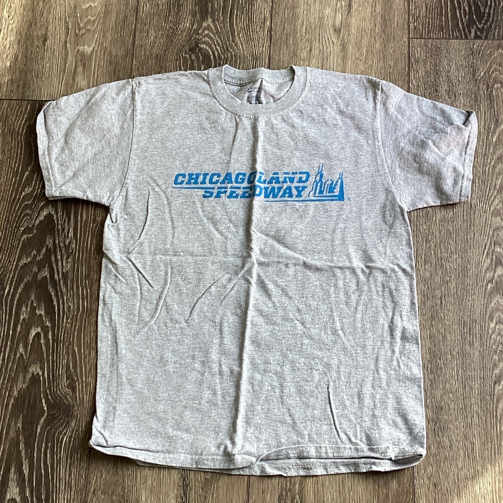 Gildan Gray Tee with Blue Chicagoland Speedway Design